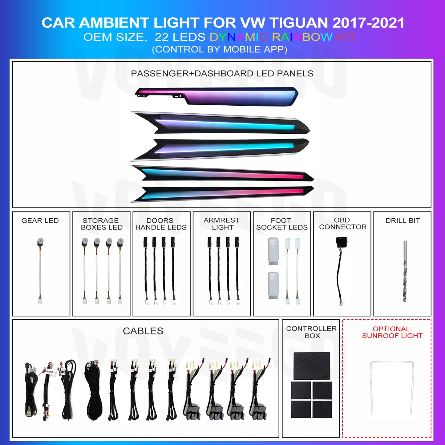 Tiguan L 2017-2021 Ambient Lighting Rainbow Kit | Dynamic Pattern