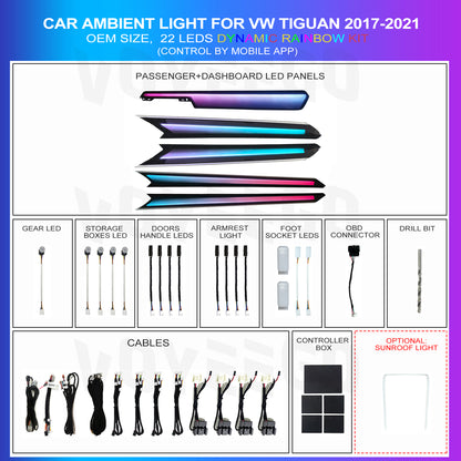 Tiguan L 2017-2021 Ambient Lighting Rainbow Kit | Dynamic Pattern