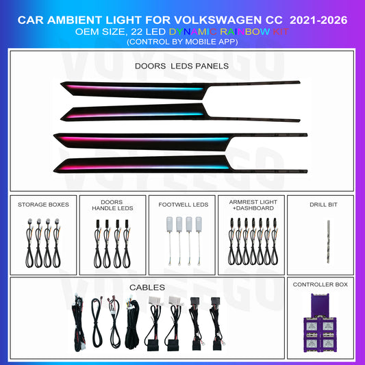 Volkswagen CC ambient lighting dynamic light 2021-2026 |22 Leds