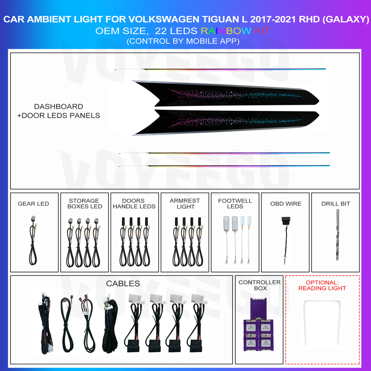 Tiguan L 2017-2021 Ambient Lighting Rainbow Kit | Dynamic Pattern
