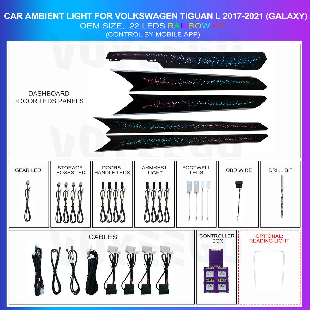 Tiguan L 2017-2021 Ambient Lighting Rainbow Kit | Dynamic Pattern