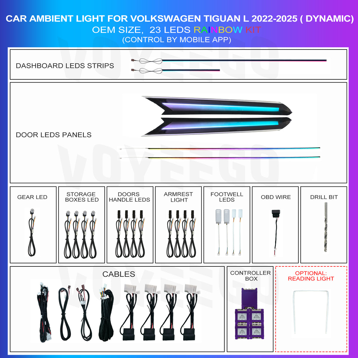 Tiguan L 2022-2024 Ambient Lighting 18 Leds | Dynamic & Galaxy Rainbow