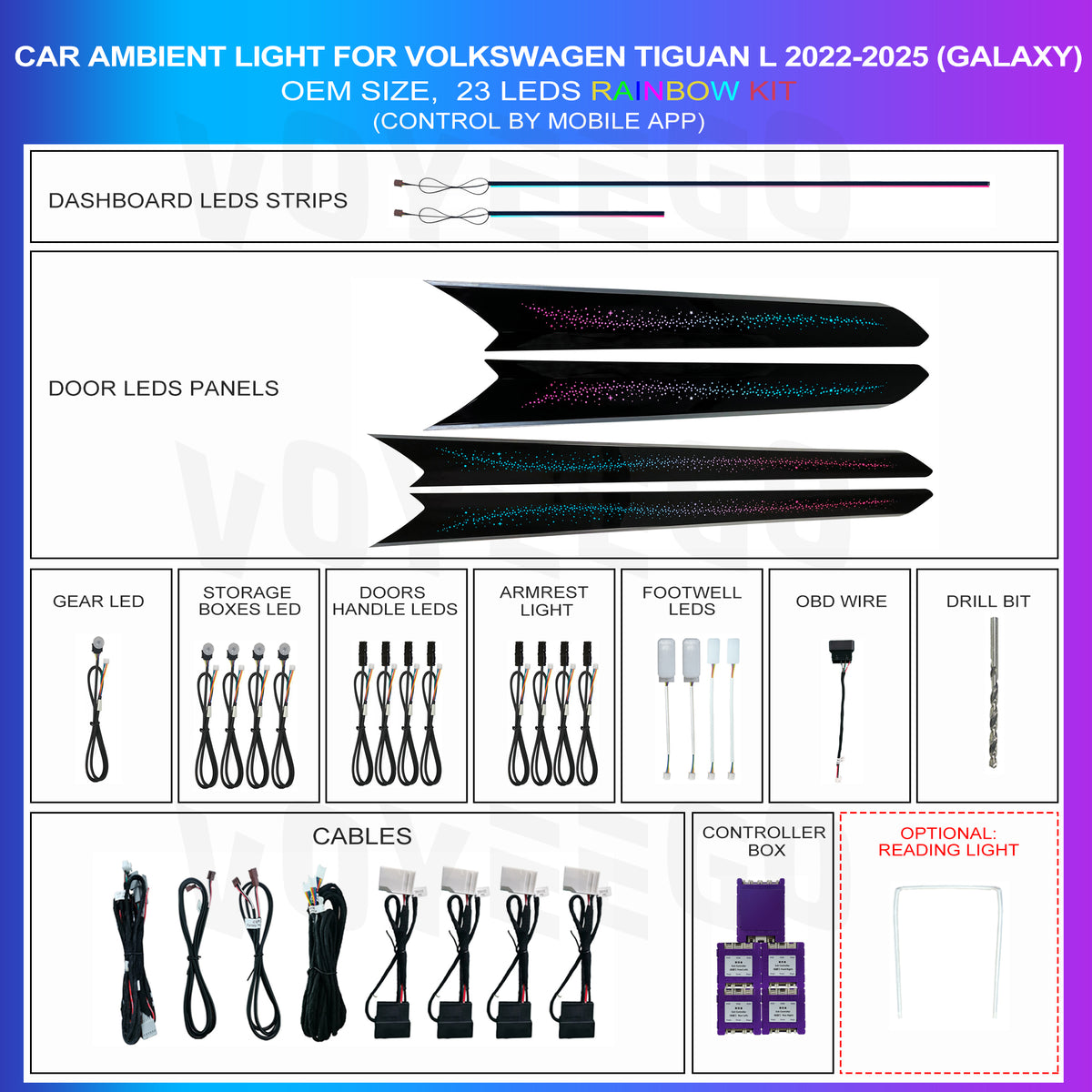 Tiguan L 2022-2024 Ambient Lighting 18 Leds | Dynamic & Galaxy Rainbow