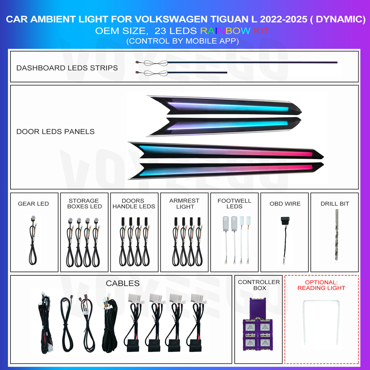 Tiguan L 2022-2024 Ambient Lighting 18 Leds | Dynamic & Galaxy Rainbow