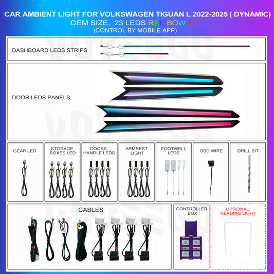 Tiguan L 2022-2024 Ambient Lighting 18 Leds | Dynamic & Galaxy Rainbow