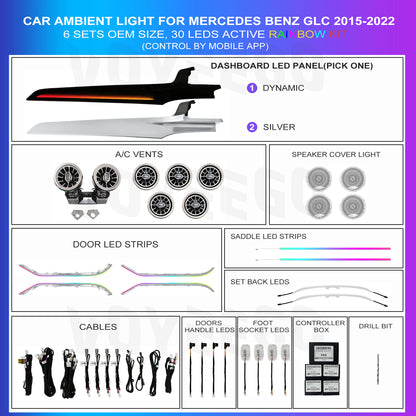 C Class Coupe W205 GLC X253 Ambient Lighting Upgrade | 64 RGB Colors