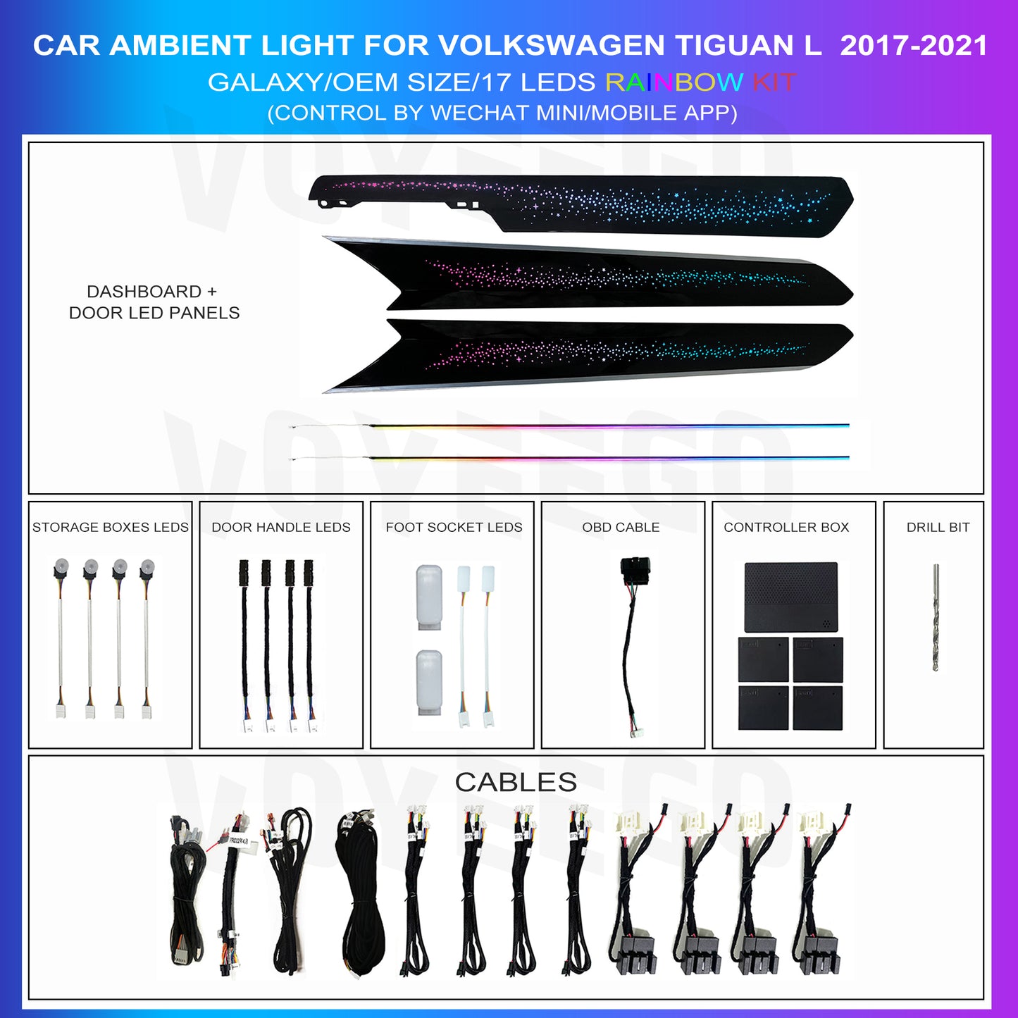 Tiguan L 2017-2021 Ambient Lighting Rainbow Kit | Starry Pattern